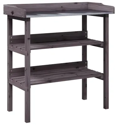 Immagine prodotto di vidaXL Tavolo per piante con ripiani grigio 78x38x82,5 cm in legno massiccio di abete