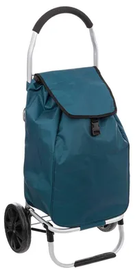 Productafbeelding van Boodschappentrolley aluminium opvouwbaar 51 liter met 2 wielen, petrol blauw