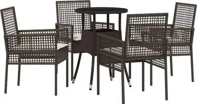 Image de vidaXL Ensemble de jardin 5 pcs brun Poly-Rattan