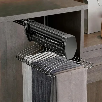 Ausziehbarer Hosenbügel, 31 cm, Aluminium/Kohlenstoffstahl, schwarz