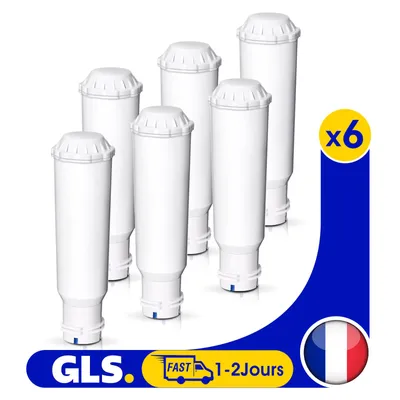 Image de lot de 6 filtres à eau de rechange pour Krups® F088, Melitta®, Nivona®, compatibles avec les machines à café Perfection de Bosch®, AEG®, Siemens et autres, WMF filterpatron