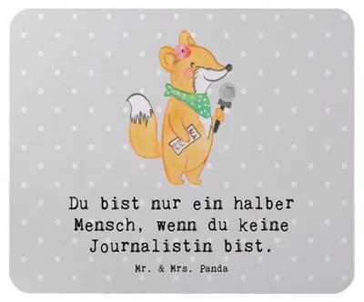 Produktbild von Mr. & Mrs. Panda Mouse Pad Journalistin Herz - Grau Pastell - Geschenk, Ausbildung, Mousepad, Reporterin, Lustig, Mauspad, pc, mousematte, Spruch, Witzig