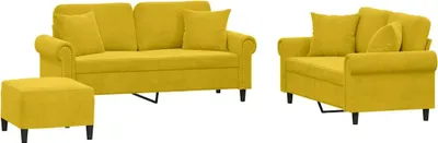 Immagine prodotto di vidaXL Set divano 3 pezzi con cuscini in velluto giallo