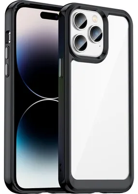 Produktbild von Mobigear Crystal Schutzhülle für iPhone 14 Pro Max – Hartschale, Rückseite – Transparent / Schwarz