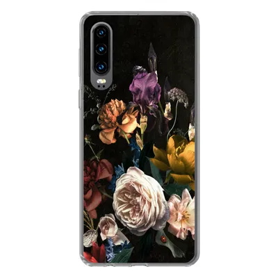 Produktbild von MuchoWow® Handyhülle Schutzhülle Hülle für Huawei P30 Blumen - Rosen - Muster Silikon Softcase Handy Hülle - Kartenbesitzer