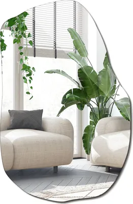 Produktbild von Organischer Spiegel – Wandspiegel – 90 x 58,5 cm – Unregelmäßiger Spiegel – Asymmetrischer Spiegel – Rahmenloser Spiegel
