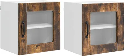 Produktbild von Wandglasvitrine PORTO 2 pcs Geräucherte Eiche 40 x 31 x 40 cm