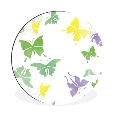 Produktbild von MuchoWow® Aluminium Wandkreis Schmetterling - Kunst - Aquarell Ø 30 cm Wanddeko Modern Wohnzimmer - Wand Bild - Wohnzimmer - Runde Bilder - Alubilder - Kunst für zu Hause - Aluminium - Wanddekoration