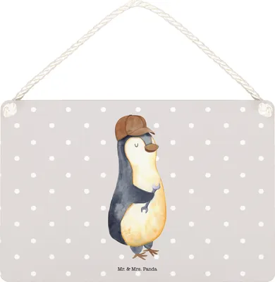 Produktbild von Mr. & Mrs. Panda Schild Wenn Papa es nicht reparieren kann, sind wir am Arsch DIN A4 - Grau Pastell - Geschenk, Vater, Pinguin, wandtafel, Handwerker, Muttertag, Vatertag