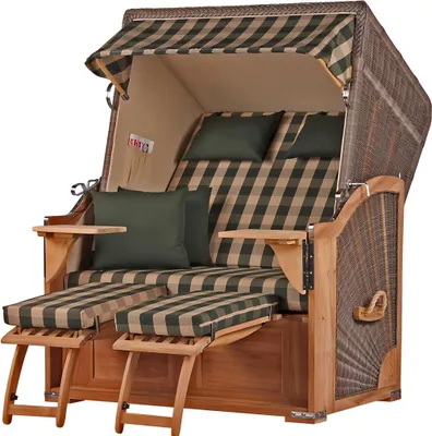 Produktbild von Strandkorb-Set - bene living - Schaalsee Teak - PE grau - Modell 506 - inkl. Liftersystem