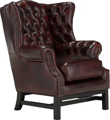 Produktbild von Ohrensessel Chesterfield Kingsfield Echtleder rot