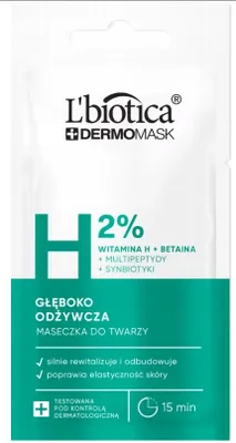 Produktbild von L'Biotica Dermomask Maseczka do twarzy głęboko odżywcza z witaminą H, 8 ml