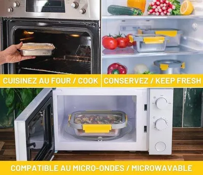 Immagine prodotto di Contenitore ermetico in acciaio inossidabile da 800 ml con coperchio in vetro temperato