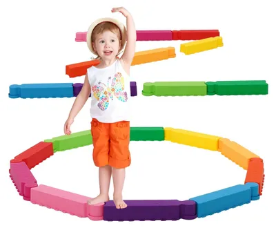 Produktbild von Omgoods – Kinderrutschenbalken mit 10 Balancelementen – Spielzeug zur Förderung von Koordination und Gleichgewicht