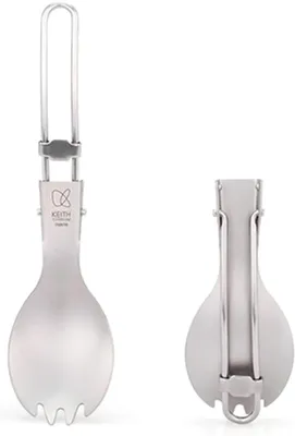 Productafbeelding van Opvouwbare titanium lepel, lichtgewicht, compact, 1 stuk, geschikt voor outdoor activiteiten en kamperen