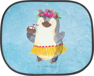 Produktbild von Mr. & Mrs. Panda Sonnenschutz Auto Pinguin Kokosnuss - Eisblau - Geschenk, Sonnenblende, Pinguine, Urlaub, Erholt, Hawaii, Fürs, Hitzeschutz, für