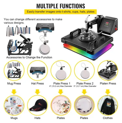 Produktbild von 8-in-1 Hitzepresse – Hitzepressenmaschine – Textilpresse – Transferpresse – Sublimationspresse – 30,5 x 38 cm (12 x 15 Zoll)