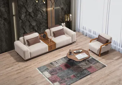 Produktbild von Beiges Exklusives 2-Sitzer Sofa Wohnzimmer Couchen Moderner Zweisitzer