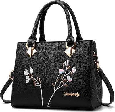 Produktbild von Blumige Eleganz: Damenhandtasche mit Tragegriff oben, Kunstleder, mittelgroß - Perfekte Kombination aus Stil und Funktionalität!