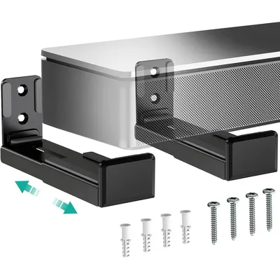 Produktbild von Wandhalterung für Soundbar & Regallautsprecher, Längliche Lautsprecherhalterung unter TV, Belastbar bis 15 kg, Schwarz
