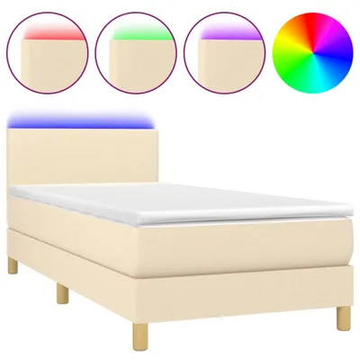 Produktbild von Boxspringbett mit Matratze & LED Creme 90x190 cm Stoff