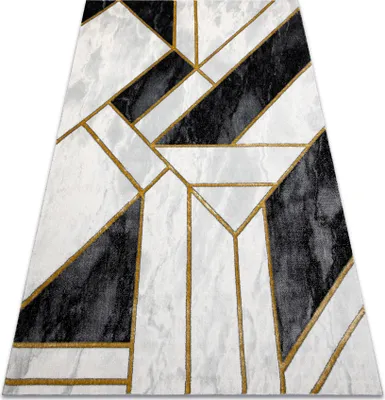 Produktbild von Exklusiv EMERALD Teppich 1015 glamour, stilvoll Marmor, geometrisch schwarz / gold Schwarz 240x330 cm