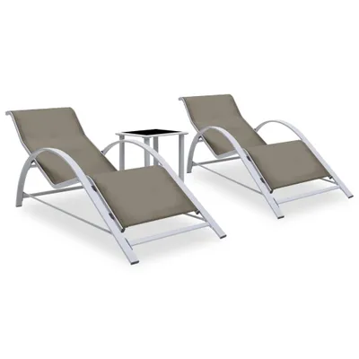 Productafbeelding van Twee ligbedden met tafel, aluminium, taupekleurig