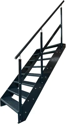 Immagine prodotto di Scala in acciaio a 8 gradini con ringhiera a destra - zincata e verniciata a polvere color antracite - (L x A x P) 60 x 152 x 158 cm