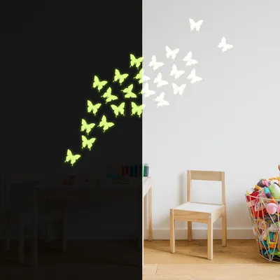 Set aus 24 leuchtenden Schmetterlingen – Decords Wandtattoo, Produktansicht 1