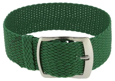 Produktbild von Uhrenarmband Perlon Durchzugsband Textilband 28691, Farbe:grün, Stegbreite:18mm, Schließe:Silbern