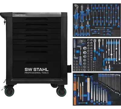 Produktbild von SW-Stahl Z3117 Profi-Werkstattwagen TT801, schwarz, bestückt, 213-teilig