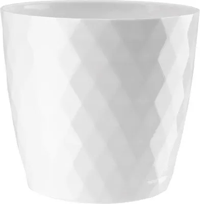Image de Pot rond en plastique blanc 18 cm Cristal