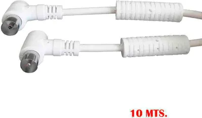 Image de Rallonge Tv Coudée 10m Edm Câble Coaxial Tv Coudé Avec Filtre, 10 Mètres - Edm