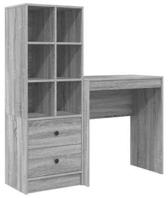 Produktbild von vidaXL Schreibtisch mit Schubladen mit Regal 2 pcs Graues Sonoma