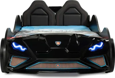 Produktbild von Autobett RS-2S Schwarz 90x190 cm mit LED-Licht, Soundmodul, Fernbedienung & Polsterung