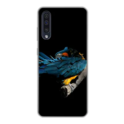 Produktbild von MuchoWow® Handyhülle Schutzhülle Hülle für Samsung Galaxy A30s Vogel - Federn - Zweig - Schwarz Silikon Softcase Handy Hülle - Karteninhaber