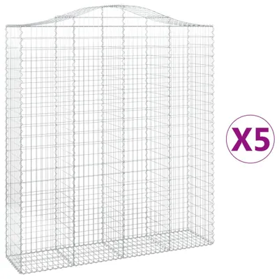 Imagen del producto de vidaXL: 5 gabiones con forma de arco, 200x50x220/240 cm, fabricados en hierro galvanizado