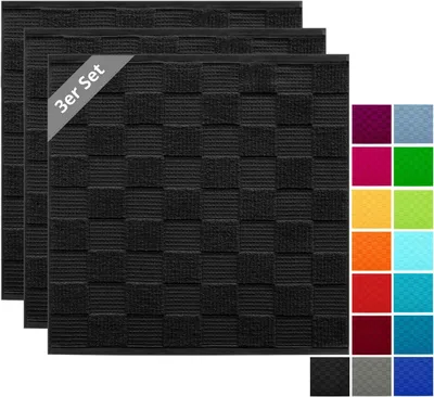 Produktbild von Geschirrtücher aus 100% Baumwolle - Küchen- und Geschirrhandtücher 50x50 cm in Schwarz, 3er Set