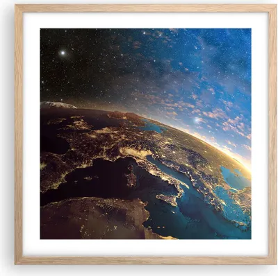 Produktbild von Gerahmtes Poster - Rahmen in heller Eiche - Kosmos Erde - 50x50 cm - Wand Bild - Wanddeko - Wandbilder - Kunstposter - Wandposter - Bilderrahmen - Bilder - Kunstdruck - Wandbild - P2NAC50x50-3809