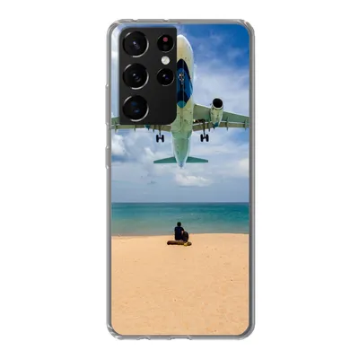 Produktbild von MuchoWow® Handyhülle Schutzhülle Hülle für Samsung Galaxy S21 Ultra Strand - Meer - Flugzeuge Silikon Softcase Handy Hülle - Mobiltelefon