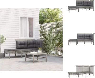 Produktbild von vidaXL 3-tlg. Garten-Lounge-Set mit Kissen Grau Poly Rattan -  Gartenmöbel-Sets