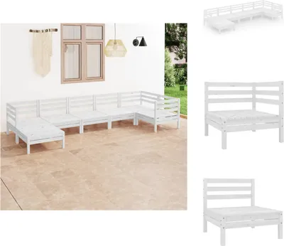 Produktbild von vidaXL 7-tlg. Garten-Lounge-Set Massivholz Kiefer Weiß -  Gartenmöbel-Sets