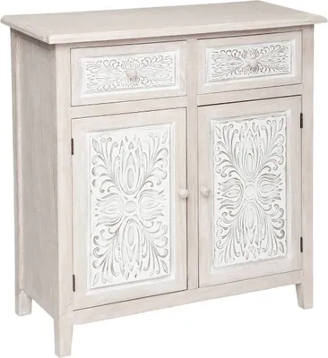 Zdjęcie produktu dla 2-drzwiowa komoda „Hina” z bielonego drewna 80 x 85 cm  – Atmosphera – projektant wnętrz