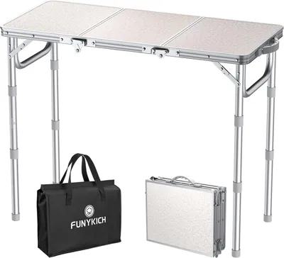 Obrázok produktu pre Kempingový stôl 87 x 40 cm, skladací, 3 výšky, hliník, pre kempovanie
