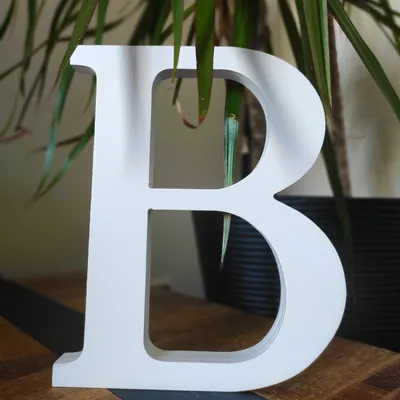 Produktbild von Holzbuchstabe weiß, ca. 20 cm, 1,8 cm Dicke, Buchstabe B