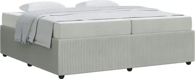 Obrázok produktu pre Rám postele s matracmi Svetlosivá 200 x 200 cm látka