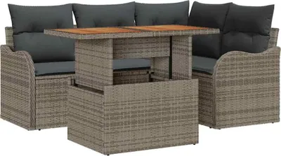 Obrázok produktu pre vidaXL Záhradná sedacia súprava s úložným priestorom 5 ks Grey Poly Rattan