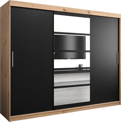 Produktbild von Kleiderschrank, Schiebetürenschrank Schlafzimmer, Schrank mit Spiegel ROMA 1 250 cm