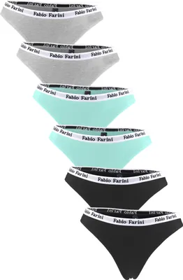 Produktbild von Fabio Farini - 6 Stück Damen Unterhosen - Frauen Tanga aus Baumwolle im sportlichen Look mit Designerbündchen