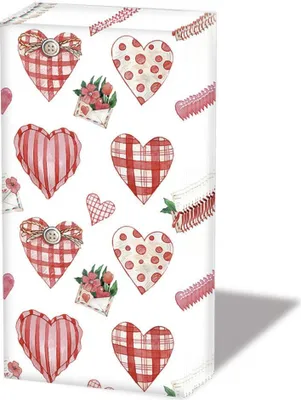 Productafbeelding van Zakdoekjes, 10 stuks per pak, 4-laags, met hartjes en bloemen, geschikt voor Valentijnsdag en Moederdag, liefdesmotieven